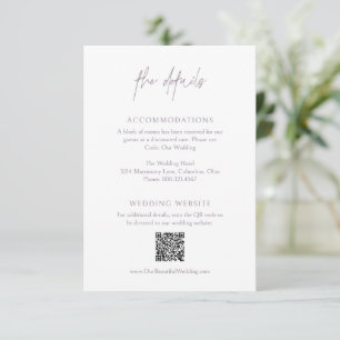 Cartão De Informações Casamento elegante do Código QR Clássico Dusty Lil