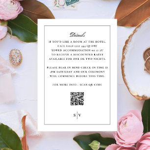 Cartão De Informações Casamento Elegante do CÓDIGO QR do Monograma Branc