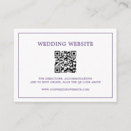 Cartão De Informações Casamento elegante do código QR do monograma roxo 