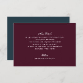 Cartão De Informações Casamento elegante do Marinho Maroon Calliografia