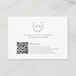 Cartão De Informações Casamento Elegante do Monograma Wreath Clássico