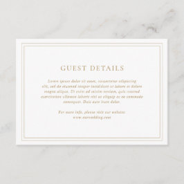 Cartão De Informações Casamento Elegante Dourado Tradicional