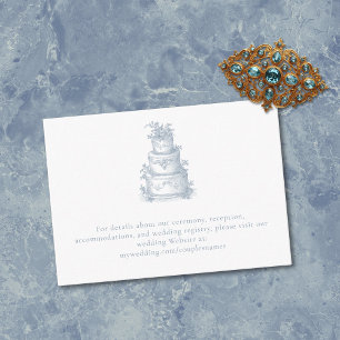 Cartão De Informações Casamento Elegante em Azul Poeirento Toile em Mans