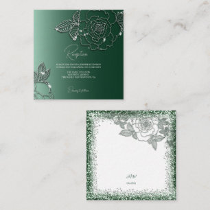 Cartão De Informações Casamento Elegante Esmeralda Sempre Verde Prata