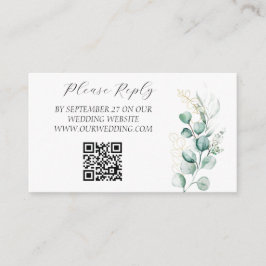 Cartão De Informações Casamento Elegante Eucalyptus Watercolor Greenery