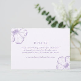 Cartão De Informações Casamento Elegante Floral Moderno Lilac