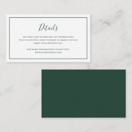 Cartão De Informações Casamento Elegante Floresta Tradicional Verde
