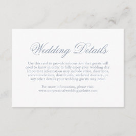 Cartão De Informações Casamento Elegante Formal Azul Tradicional