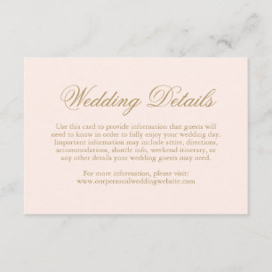 Cartão De Informações Casamento Elegante Formal Cor-de-Rosa Escamudo Tra
