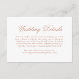 Cartão De Informações Casamento Elegante Formal Rosa-Rosa Tradicional