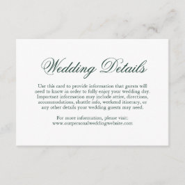 Cartão De Informações Casamento Elegante Formal Verde Florestal Tradicio