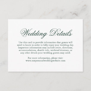 Cartão De Informações Casamento Elegante Formal Verde Florestal Tradicio