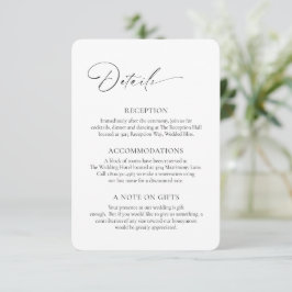 Cartão De Informações Casamento Elegante Mínimo Formal Moderno