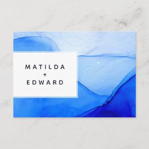 Cartão De Informações casamento elegante moderno azul e branco