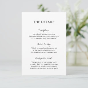 Cartão De Informações Casamento Elegante Moderno e Negro de Lillian