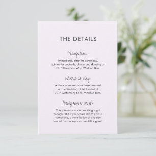Cartão De Informações Casamento Elegante Moderno Lilac Lilac