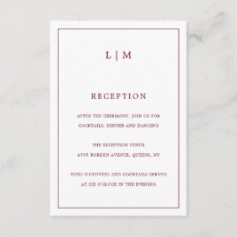 Cartão De Informações Casamento Elegante Monograma Simples