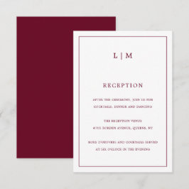 Cartão De Informações Casamento Elegante Monograma Simples