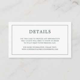 Cartão De Informações Casamento Elegante Monograma Verde de Floresta Sim