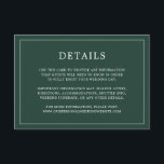 Cartão De Informações Casamento Elegante Monograma Verde de Floresta Sim<br><div class="desc">Simples cartão de cerimônia de núpcias com um design moderno, mas elegante, com seus detalhes cercados por uma fina fronteira. Todo o texto está branco sobre um fundo verde da floresta. As fontes e as cores de fundo podem ser alteradas para qualquer cor desejada clicando no botão "personalizar". Um design...</div>