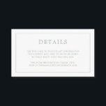 Cartão De Informações Casamento Elegante Monograma Verde de Sage Simples<br><div class="desc">Simples cartão de cerimônia de núpcias com um design moderno, mas elegante, com seus detalhes cercados por uma fina borda e seu monograma no verso. Todos os elementos de design estão em verde de sábio e podem ser alterados na ferramenta de edição de design. Um design chic e na moda...</div>