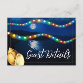 Cartão De Informações Casamento Elegante na Praia ao Luar Detalhe