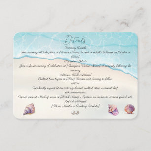 Cartão De Informações Casamento Elegante na Praia  Conchas Marinhas Péro