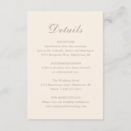 Cartão De Informações Casamento Elegante Neutral Clássico Sandy