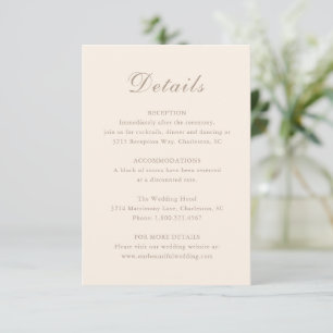 Cartão De Informações Casamento Elegante Neutral Clássico Sandy