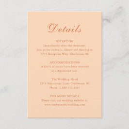 Cartão De Informações Casamento Elegante Peach Clássico