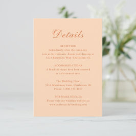 Cartão De Informações Casamento Elegante Peach Clássico