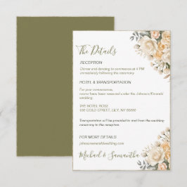 Cartão De Informações Casamento Elegante Pérola Branca e Rosa Marfim