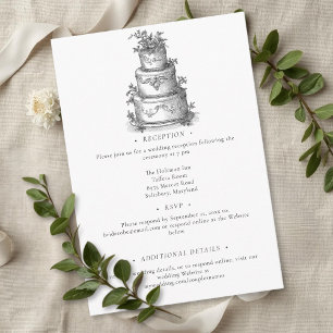 Cartão De Informações Casamento Elegante Preto e Branco Toile Mansão Fra