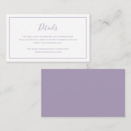 Cartão De Informações Casamento Elegante Roxo Tradicional