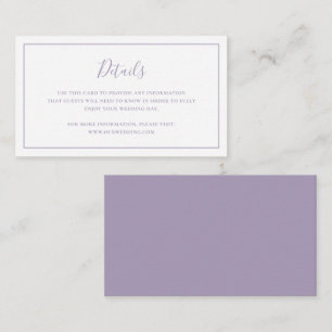 Cartão De Informações Casamento Elegante Roxo Tradicional