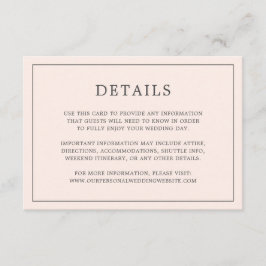Cartão De Informações Casamento Elegante Simples, Cor-de-Rosa, Monograma