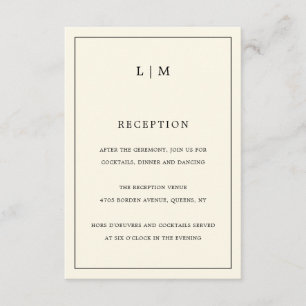 Cartão De Informações Casamento Elegante Simples De Creme Monograma