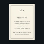 Cartão De Informações Casamento Elegante Simples De Creme Monograma<br><div class="desc">Simples cartão de gabinete de casamento com um design moderno, mas elegante, com seu monograma de duas letras no topo junto com suas informações de recepção cercadas por uma fina borda. Todos os elementos de design estão em preto sobre um fundo neutro de creme de marfim e podem ser alterados...</div>