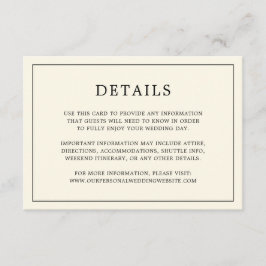 Cartão De Informações Casamento Elegante Simples De Creme Monograma