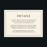 Cartão De Informações Casamento Elegante Simples De Creme Monograma<br><div class="desc">Simples cartão de cerimônia de núpcias com um design moderno, mas elegante, com seus detalhes cercados por uma fina fronteira. Todo o texto está preto sobre o fundo do creme de marfim. As fontes e as cores de fundo podem ser alteradas para qualquer cor desejada clicando no botão "personalizar". Um...</div>