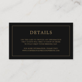 Cartão De Informações Casamento Elegante Simples de Monograma Preto e Do