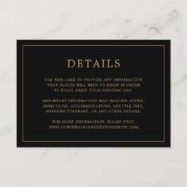 Cartão De Informações Casamento Elegante Simples de Monograma Preto e Do