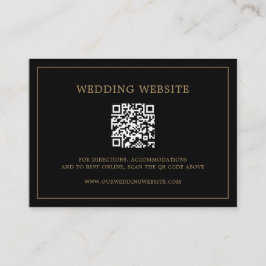 Cartão De Informações Casamento Elegante Simples de Monograma Preto e Do