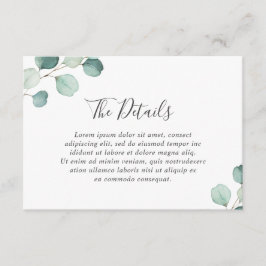 Cartão De Informações Casamento Elegante Simples Eucalyptus Greenery