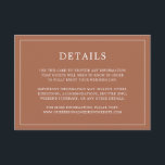 Cartão De Informações Casamento Elegante Simples Terracotta Monograma<br><div class="desc">Simples cartão de cerimônia de casamento de terracota com um design moderno, mas elegante, com seus detalhes cercados por uma fina fronteira. Todo o texto está em branco sobre um fundo laranja queimado / ferrugem. As fontes e as cores de fundo podem ser alteradas para qualquer cor desejada clicando no...</div>