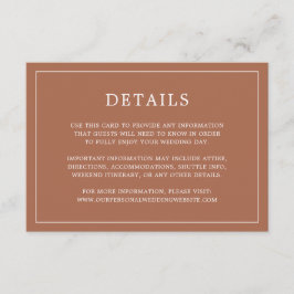 Cartão De Informações Casamento Elegante Simples Terracotta Monograma