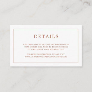 Cartão De Informações Casamento Elegante Simples Terracotta Monograma
