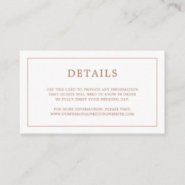 Cartão De Informações Casamento Elegante Simples Terracotta Monograma