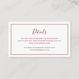 Cartão De Informações Casamento Elegante Tradicional da Borgonha