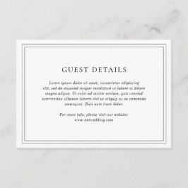 Cartão De Informações Casamento Elegante Tradicional de Preto e Branco